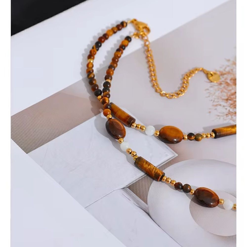 Natural Stone Gold Plated Necklace - Picture 6 of 15